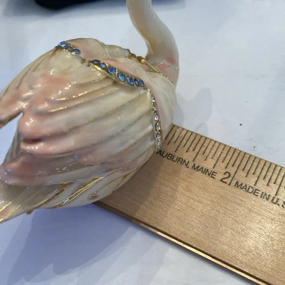 Vintage Enamel Swan Trinket Box - Picture 11 of 11